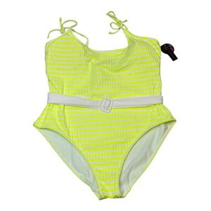 No Boundaries Neon Yellow White Stripes Belted One Piece Size XL(15-17) New